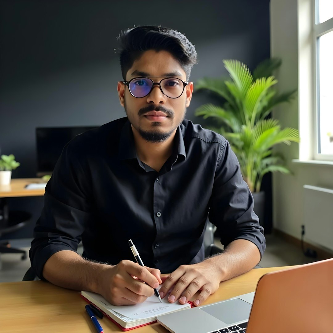 Young male tech professional with glasses
